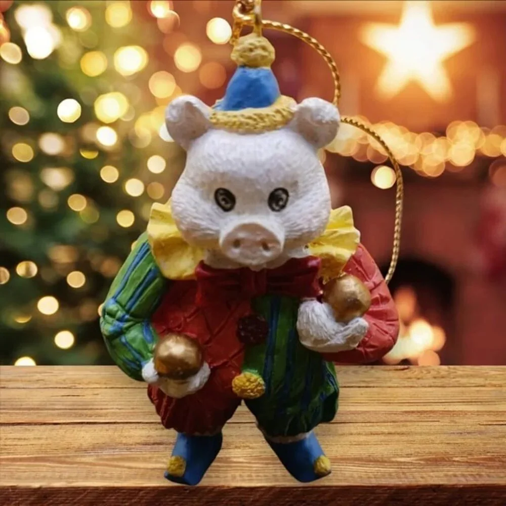 Clowns pig & panda bear ornaments multicolor